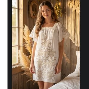 NWT Deadstock VTG y2k Forever medium white babydoll dress cottage coquette